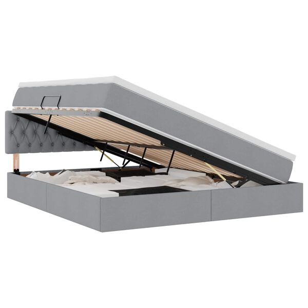 vidaXL Lit avec rangement et LED Gris clair 160 x 200 cm Polyester