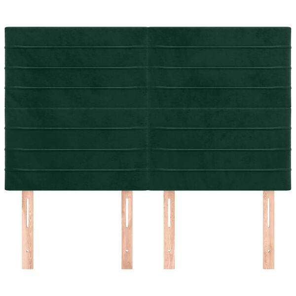 vidaXL T&ecirc;te de lit Vert fonc&eacute; 144 x 5 x 118/128 cm Velours