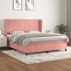 vidaXL Sommier &agrave; lattes de lit avec matelas Rose 160x200 cm Velours