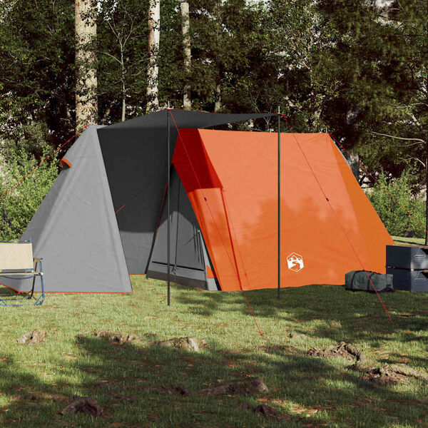 vidaXL Tente de camping 3 personnes gris et orange imperméable