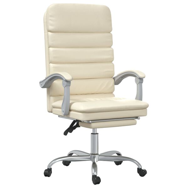 vidaXL Fauteuil de massage inclinable de bureau Crème Similicuir