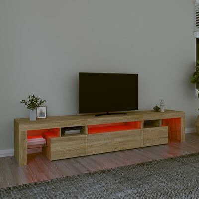 vidaXL Meuble TV avec lumières LED Chêne sonoma 215x36,5x40 cm