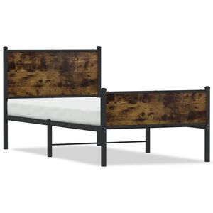 vidaXL Cadre de lit en m&eacute;tal sans matelas ch&ecirc;ne fum&eacute; 90x190 cm