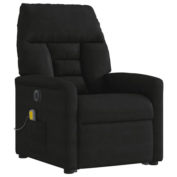vidaXL Fauteuil inclinable de massage électrique noir tissu microfibre