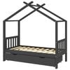 vidaXL Cadre de lit enfant avec tiroir gris fonc&eacute; pin massif 80x160 cm