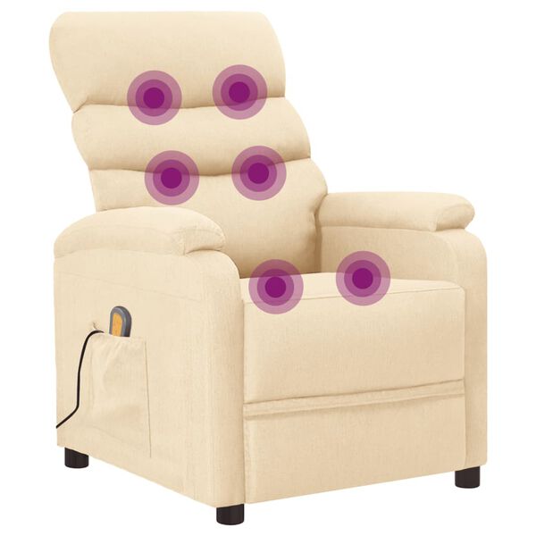 vidaXL Fauteuil de massage Cr&egrave;me Tissu