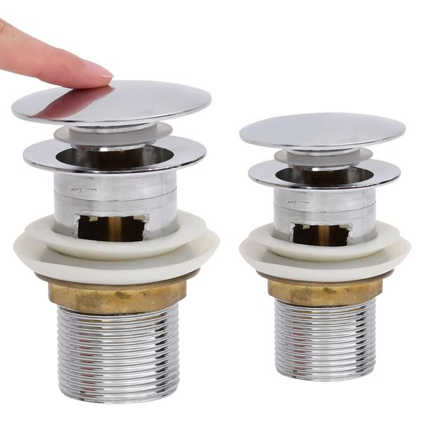 vidaXL Drain &agrave; poussoir avec d&eacute;bordement Chrome 6,4x6,4x9,1 cm