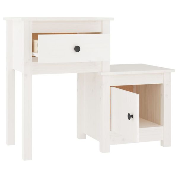 vidaXL Tables de chevet 2 pcs Blanc 79,5x38x65,5 cm Bois de pin massif
