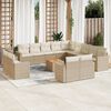 vidaXL Salon de jardin avec coussins 14 pcs beige r&eacute;sine tress&eacute;e