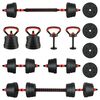 vidaXL Set d'halt&egrave;res 4-en-1 30kg Noir et Rouge Ciment et sable de fer