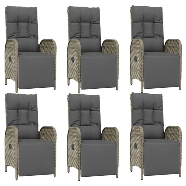 vidaXL Ensemble &agrave; manger jardin et coussins 7 pcs gris rotin