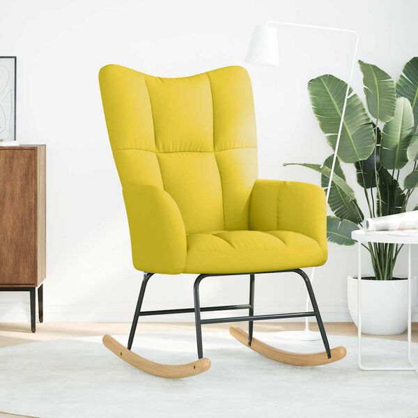 vidaXL Chaise &agrave; bascule jaune clair tissu