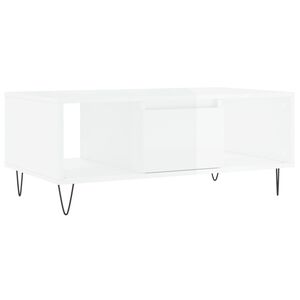 vidaXL Table basse Blanc brillant 90x50x36,5 cm Bois d'ing&eacute;nierie