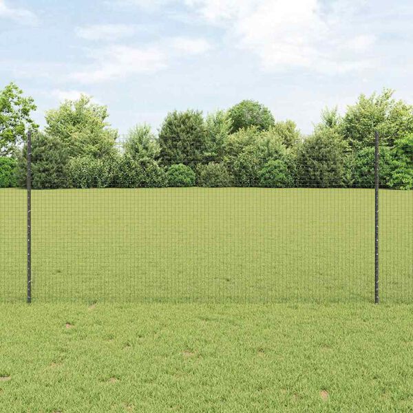 vidaXL Cl&ocirc;ture avec poteau Gris 1,2 x 25 m Acier et PVC