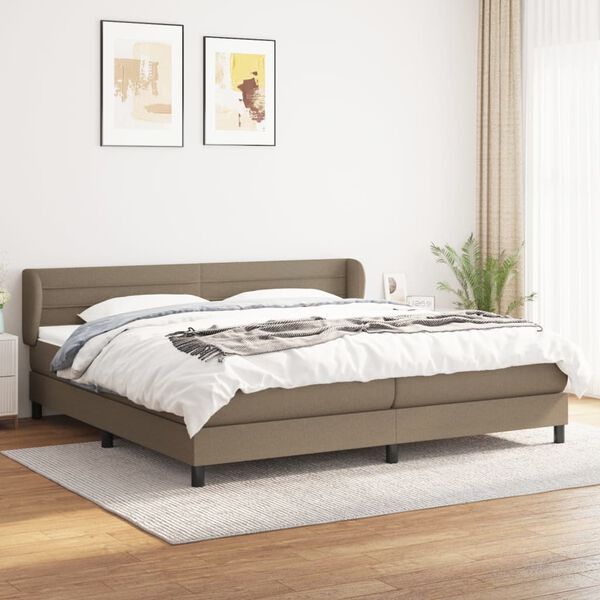 vidaXL Sommier &agrave; lattes de lit avec matelas Taupe 200x200 cm Tissu