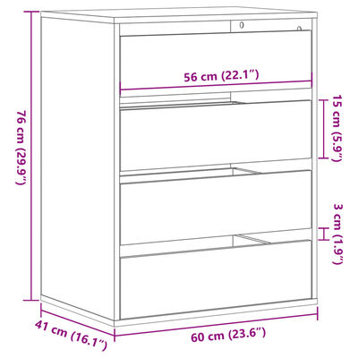 vidaXL Commode d'angle blanc 60x41x76 cm bois d'ingénierie