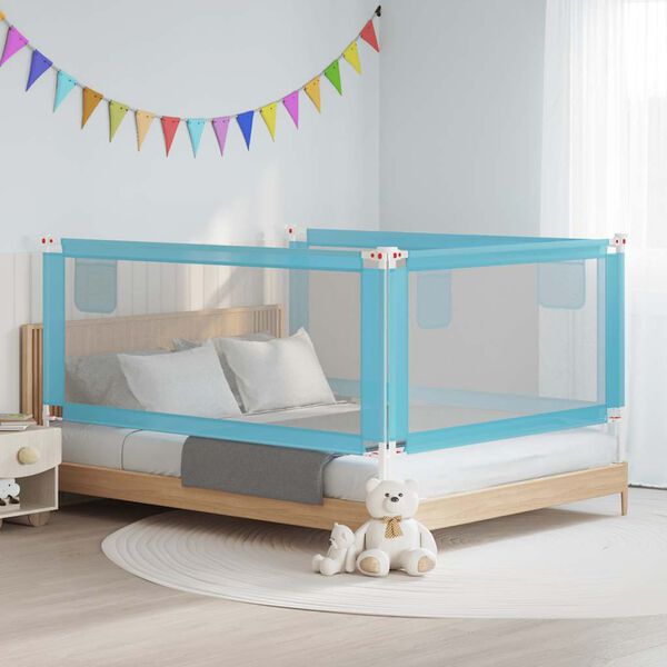 vidaXL Barri&egrave;re de s&eacute;curit&eacute; de lit d'enfant Bleu 190x25 cm Tissu