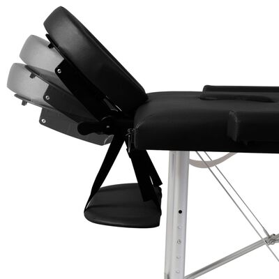 vidaXL Table de massage pliable Noir 2 zones avec cadre en aluminium