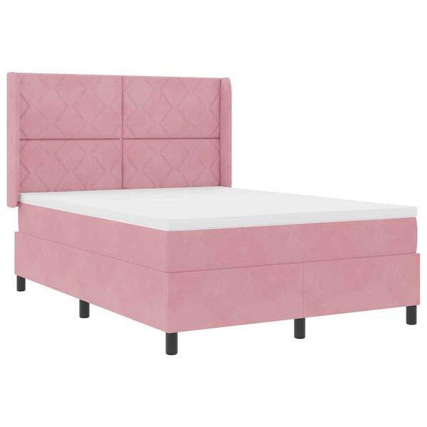 vidaXL Lit &agrave; ressorts avec matelas avec LED Rose 160 x 200 cm Velours