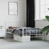 vidaXL Cadre de lit m&eacute;tal sans matelas avec pied de lit blanc 90x190cm
