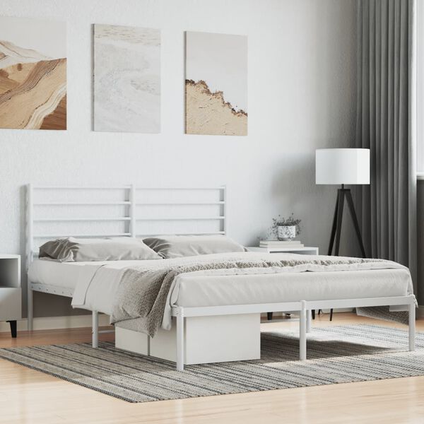 vidaXL Cadre de lit métal sans matelas et tête de lit blanc 120x200 cm