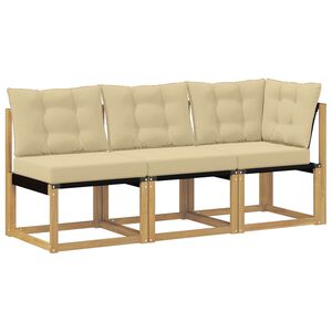 vidaXL Canap&eacute; d&rsquo;ext&eacute;rieur milieu et coin avec coussin 3 Pi&egrave;ce Blanc