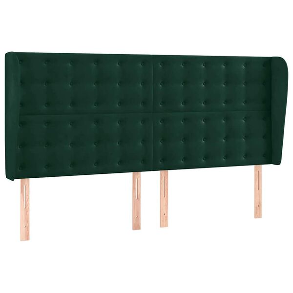 vidaXL T&ecirc;te de lit avec oreilles Vert fonc&eacute; 203x23x118/128 cm Velours