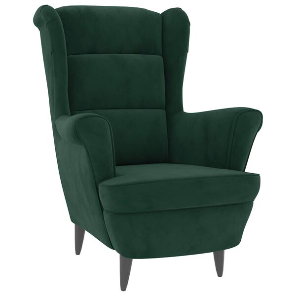 vidaXL Fauteuil vert fonc&eacute; velours