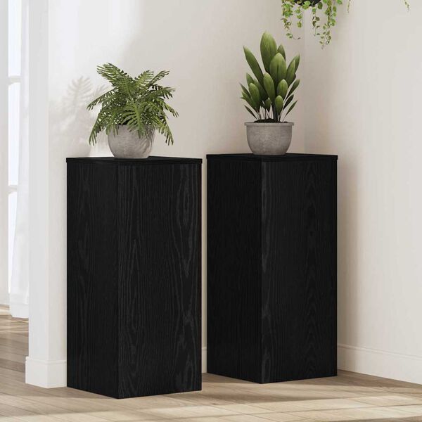 vidaXL Support de Plante 2 pcs Ch&ecirc;ne noir 30 x 30 x 70 cm