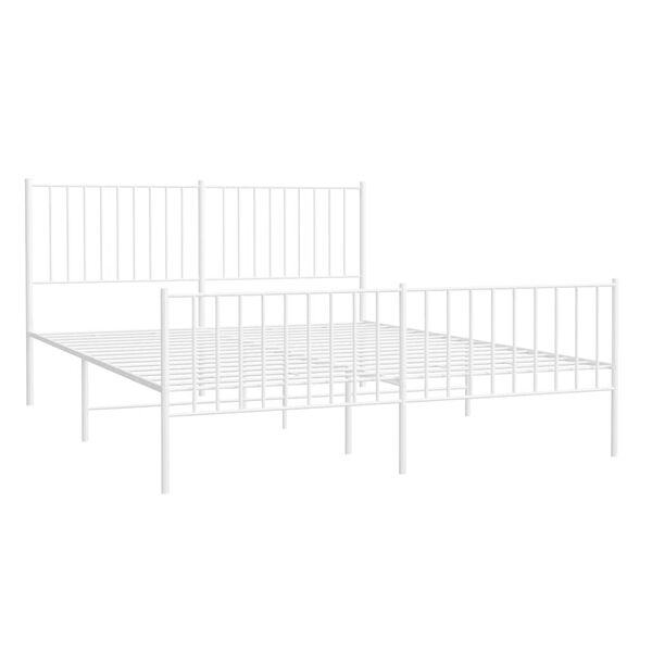 vidaXL Cadre de lit métal sans matelas et pied de lit blanc 150x200 cm