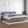 vidaXL Sommier &agrave; lattes de lit et matelas et LED Gris fonc&eacute; 200x200 cm