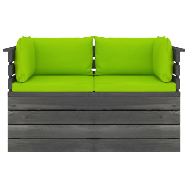 vidaXL Canap&eacute; palette de jardin 2 places avec coussins Bois de pin