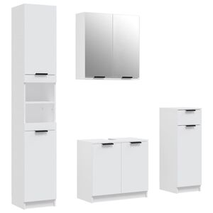 vidaXL Meubles de salle de bain 4 pcs Blanc Bois d'ing&eacute;nierie