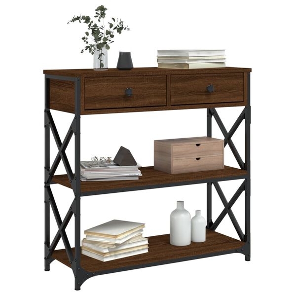 vidaXL Table console ch&ecirc;ne marron 75x28x75 cm bois d'ing&eacute;nierie