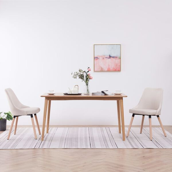 vidaXL Chaises &agrave; manger lot de 2 cr&egrave;me tissu