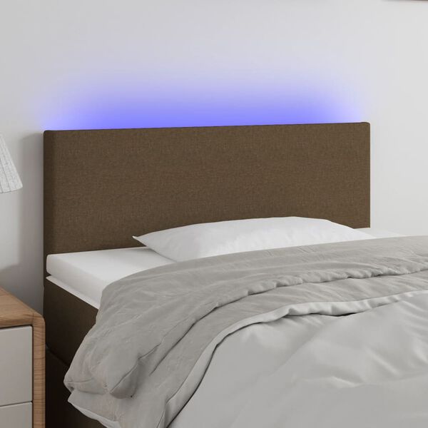 vidaXL T&ecirc;te de lit &agrave; LED Marron Fonc&eacute; 100x5x78/88 cm Tissu