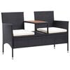 vidaXL Banc de jardin 2places et table &agrave; th&eacute; 143cm R&eacute;sine tress&eacute;e Noir