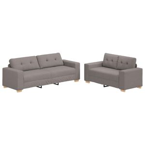 vidaXL Canap&eacute; 2 pc Taupe Tissu en lin m&eacute;lang&eacute;