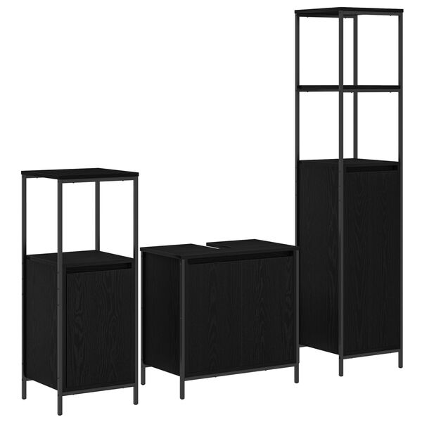vidaXL Ensemble de mobilier de salle de bain 3 pcs Ch&ecirc;ne noir