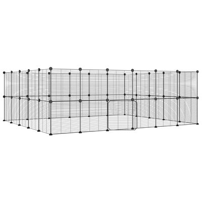 vidaXL Cage animaux de compagnie à 44 panneaux et porte Noir 35x35 cm