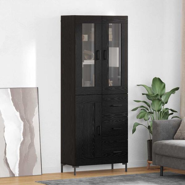 vidaXL Haut Armoire avec tiroir 2 pcs Ch&ecirc;ne noir Bois d'ing&eacute;nierie