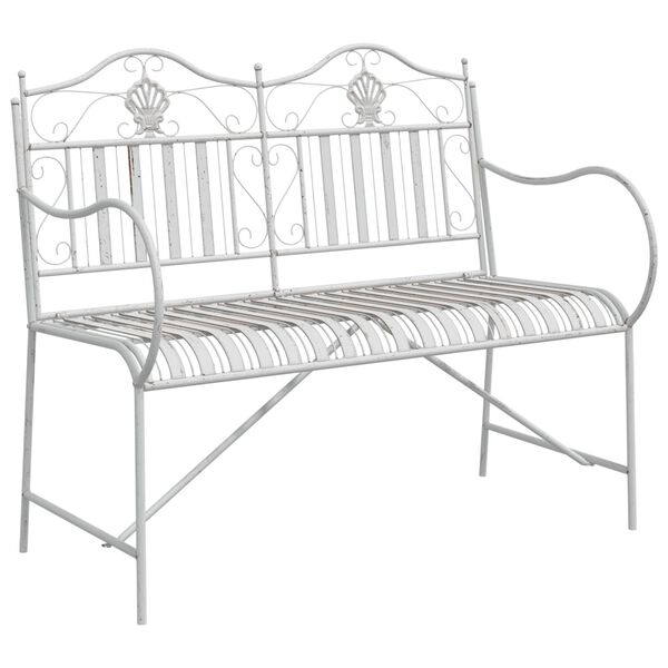 vidaXL Banc de jardin Blanc antique 103,5 x 59 x 89 cm Acier