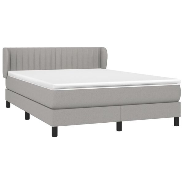 vidaXL Sommier &agrave; lattes de lit avec matelas Gris clair 140x190cm Tissu