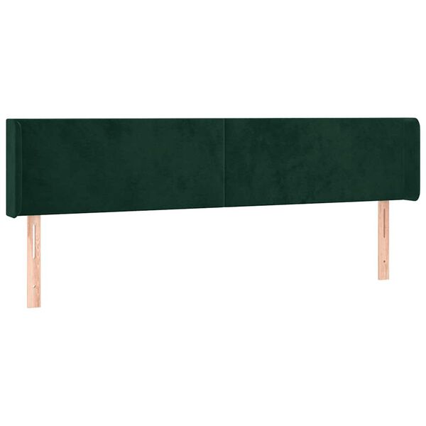 vidaXL T&ecirc;te de lit avec oreilles Vert fonc&eacute; 203x16x78/88 cm Velours