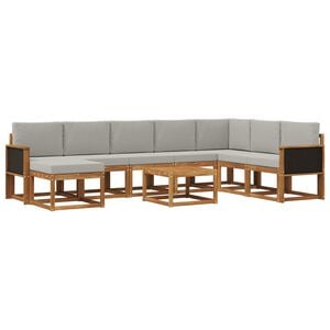 vidaXL Ensemble de canap&eacute;s d'ext&eacute;rieur 9 pcs Naturel et gris clair