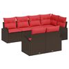 vidaXL Ensemble de canap&eacute; de jardin 7 pc Marron et rouge polyrotin