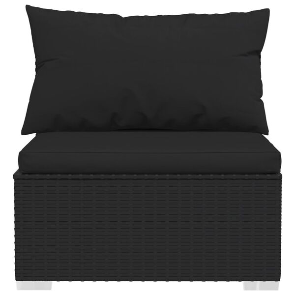 vidaXL Salon de jardin 12 pcs avec coussins Noir Résine tressée