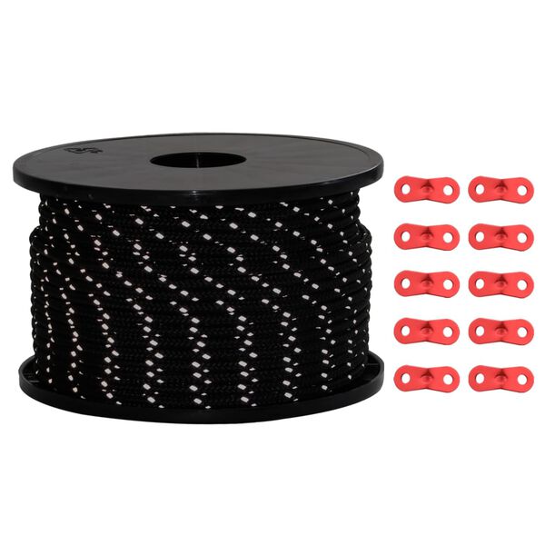 vidaXL Corde de haubanage de tente avec bandes r&eacute;fl&eacute;chissantes et cl&eacute;s