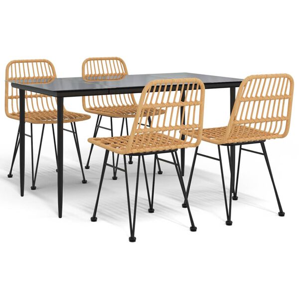 vidaXL Ensemble à manger de jardin 5pcs Résine tressée