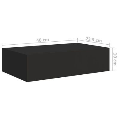 vidaXL Étagère à tiroir murale Noir 40x23,5x10 cm MDF